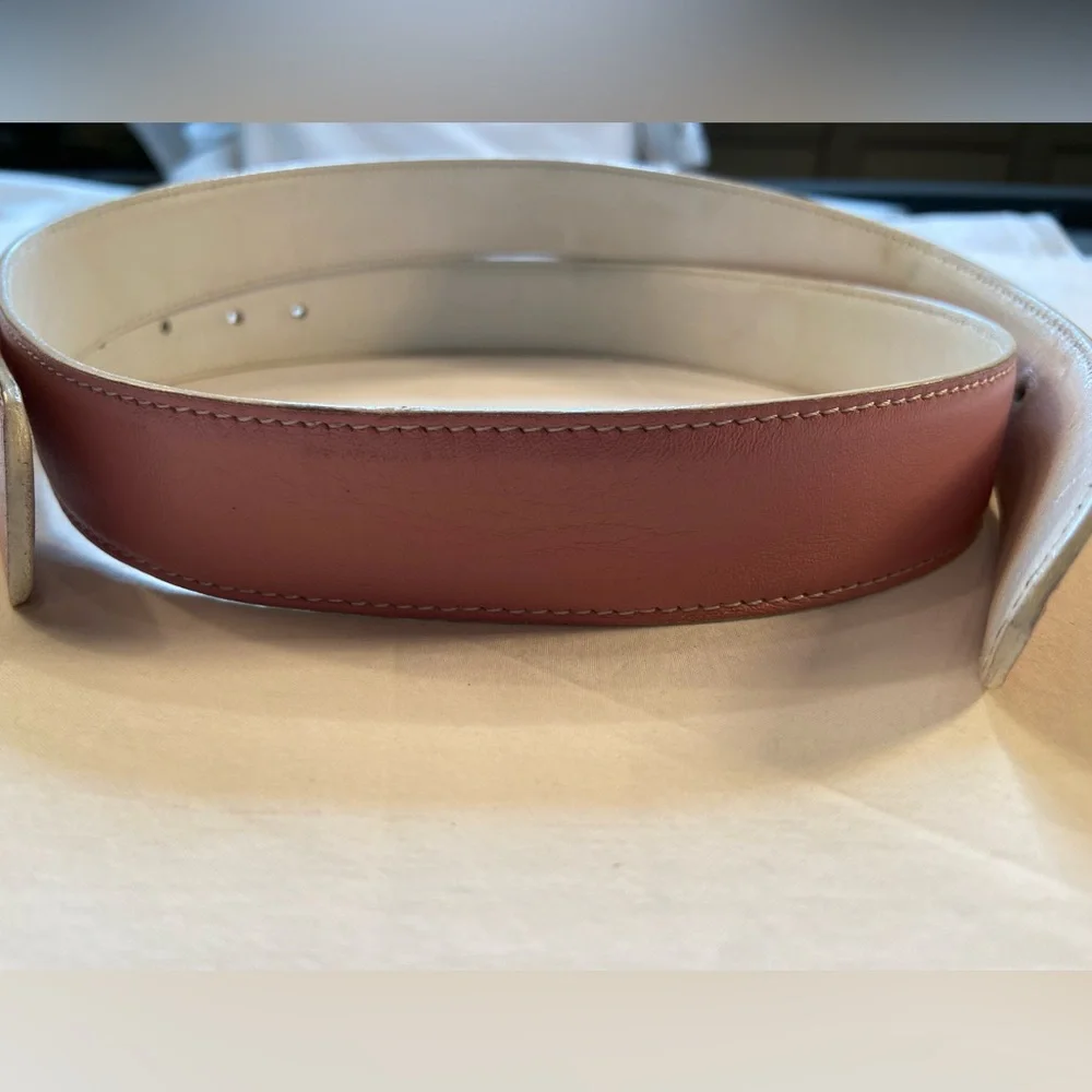 Alessandro Albanese Light‎ pink and White Leather belt strap size 46” long